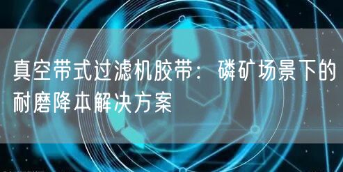 真空带式过滤机胶带：磷矿场景下的耐磨降本解决方案